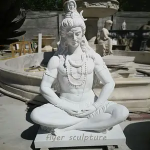 Scultura di dio indù religioso personalizzato scultura in marmo bianco Lord Shiva Statue