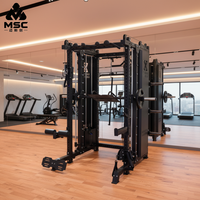 Rack de musculation multifonction avec machine Smith et montants pour salle de sport à domicile, club de fitness commercial et centre d'entraînement