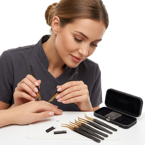 Wholesale Eyelash Extension Tweezers Kit Stainless Steel Lash Tools Private Label Custom Logo Professional Beauty Salon OEM Supp - Product Image 5