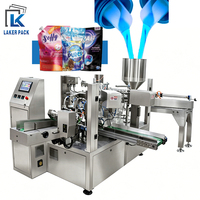 Machines de remplissage et d'emballage automatiques CE pour sachets souples rotatifs, détergent liquide, boissons aux fruits, scellage de sachets Doypack Mylar et jus