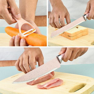 Set di coltelli da cucina in acciaio inossidabile da 6 pezzi Set di coltelli da cuoco con rivestimento colorato antiaderente Set di coltelli da cucina Ultra affilati regalo <span class=keywords><strong>per</strong></span> le <span class=keywords><strong>donne</strong></span> - Product Image 3