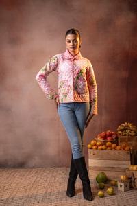Floral Patchwork Quilted <b>Jacket</b> | Handmade Kantha Style Cotton Coat | Reversible Boho Winter <b>Jacket</b> for <b>Women</b> Outerwear - Product Image 3