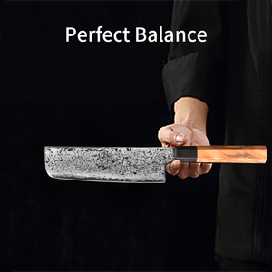 Amszl 7 inch chuyên nghiệp Nhật Bản Nakiri thép carbon Damascus thép usuba Rau ô liu gỗ xử lý 60-62 HRC Ambidextrous - Product Image 4