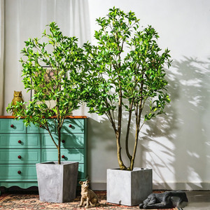 Plante artificielle Daphné L-199 en plastique grand format pour intérieur, aménagement paysager, verdure réaliste, <span class=keywords><strong>arbre</strong></span> à fleurs suspendu en forme de cloche, en pot - Product Image 3