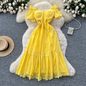 Nuovo stile coreano abito floreale con ricami in pizzo a maniche corte stile stile stile <span class=keywords><strong>donna</strong></span> <span class=keywords><strong>abbigliamento</strong></span> romantico - Product Image 1