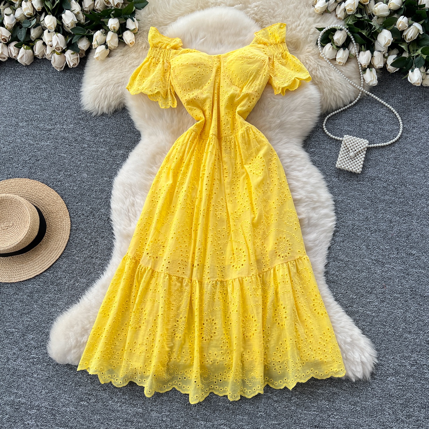 chinese dress ladies HASU Women's Lace Up Flower Dress, Korean Version, Princess Fairy, Sweet,  Pink, L : Amazon.de: Fashion main image 0