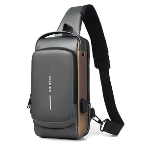 2024 neue Crossbody-Bresttasche mit USB und TSA-Sperre anti-Diebstahl-Schultertasche Mode Cool Sling-Tasche wasserdicht individuelles Logo für Herren
