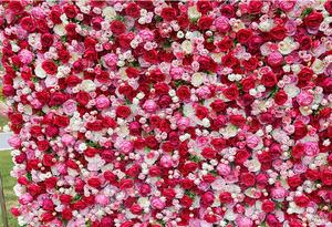 Panel de Flores Artificiales de Tela Roja 5D, Fondo Blanco para Bodas, Decoración Floral para Paredes, Escaparates de Centros Comerciales, Fiestas y Escenarios - Product Image 3