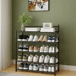 Foldable Iron Shoe Rack 4 Tier Metal Storage Organizer For Sneakers And High <b>Heels</b> Home Doorway Simple Design - Product Image 1