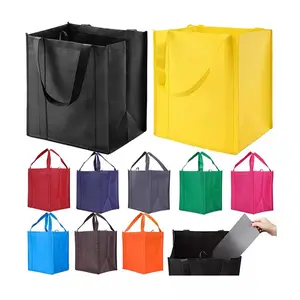 Многоразовые усиленные сумки для продуктов с ручкой, большие сумки для покупок с толстым пластиковым дном, вмещают 40 фунтов