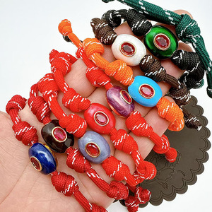 Bracciale Intrecciato Regolabile con Corda, Perline Smaltate Occhio di Allah, Bracciale Multicolore Impilabile, Gioielli Portafortuna per Coppie - Product Image 2