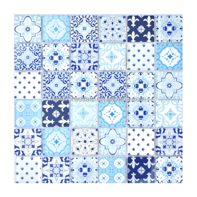 Mattonelle di mosaico di vetro a getto d'inchiostro a più colori per tessere di mosaico in vetro marocco per decorazione murale mattonelle marocco