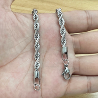 Collier long torsadé en acier inoxydable 304 de 5 mm d'épaisseur, 82 cm, résistant à l'eau et inaltérable, pour femme