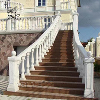 Colonne d'escalier en pierre naturelle pour décoration de villa de luxe BLVE, balustre en marbre blanc, main courante d'escalier