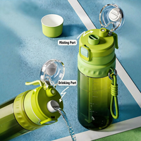 Bouteille d'eau pulvérisatrice de 750 ml avec paille, anti-fuite, pour le sport, la gym, la course, la randonnée, et shaker de fitness
