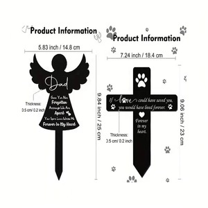 Lápida con diseño de ángel para mascotas, marcador de tumba de plástico para exteriores con alas y diseño de corazón, estilo tradicional, decoración de jardín. - Product Image 2