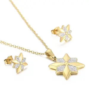 Kalen Octagonal Star Geometric Jewelry Set Women Stainless Steel Necklace & Earrings