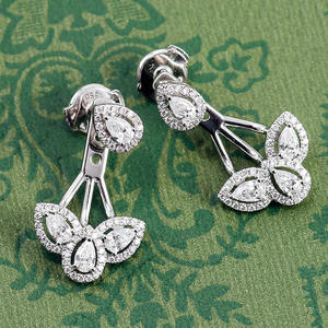 La Pousette Boucles d'oreilles poire et diamant Boucles d'oreilles avant arrière en or Boucles d'oreilles en diamant de laboratoire 18 carats - Product Image 2