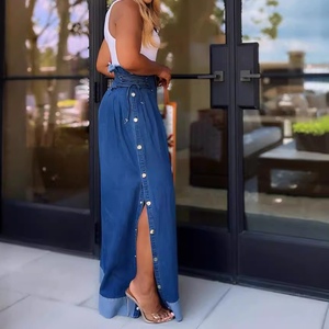 Women's High Waist Straight Jeans Casual Tie <b>Rope</b> Button Stretch Wide Leg Pants Fashion - Product Image 5