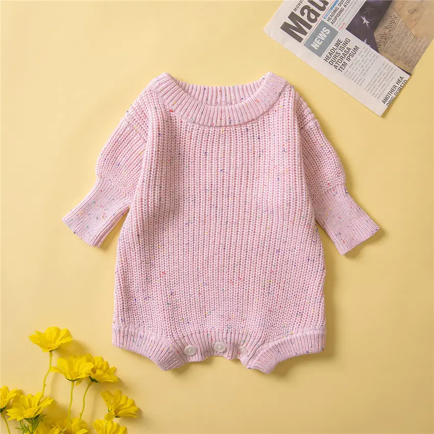 Wholesale Newborn Knitted Vest Sweater Toddle New Design Clothes Full Sleeve Baby Knitted Bubble Romper