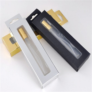 Sample Free 10ml empty mini sample perfume tube glass cosmetic spray bottle with customized paper box package