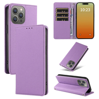 Étui portefeuille en cuir PU grain litchi avec porte-cartes, dragonne et béquille pour iPhone 14 Pro Max/14 Pro/14 Plus/14