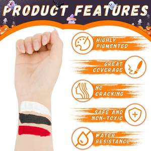 Kit de Palette de peinture non toxique avec 3 pinceaux pour enfants et adultes Art Theatre Halloween Party Cosplay Clown Corpse Paint <span class=keywords><strong>SFX</strong></span> <span class=keywords><strong>Makeup</strong></span> - Product Image 3