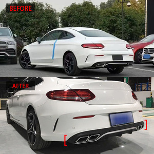 ชุดดิฟฟิวเซอร์หลัง Mercedes-Benz C-Class W205 ปี 2015-2018 ผลิตจากพลาสติก ABS พร้อมปลายท่อไอเสียแบบสี่ช่อง สำหรับอัพเกรดสไตล์ C63 - Product Image 4