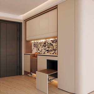 Muebles de Sala de Estar Modernos y Lujosos, Mueble de Entrada Personalizable de Gran Espacio con Zapatero, Mueble de Almacenamiento de Madera - Product Image 3