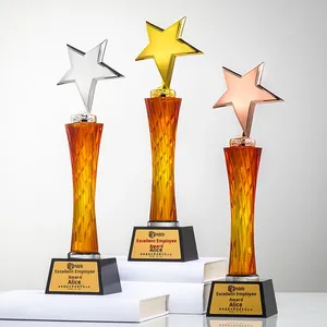 Trophée en verre gravé <span class=keywords><strong>chic</strong></span> avec cristaux, récompense pour champion des ventes, réunion annuelle, employé exceptionnel - Product Image 1