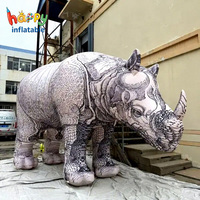 Accessoires de cinéma : Rhinocéros gonflable géant et réaliste pour événements sur le thème de la migration animale, décor de scène gonflable