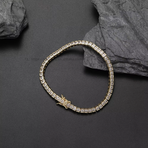 New 2.5MM Single-row Chain, <b>Copper</b>-inlaid Square Zirconium Tennis <b>Bracelet</b>, Women's Jewelry Hip-hop Tanjing Fashion - Product Image 1