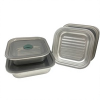 Nouvel ensemble de contenants alimentaires en acier inoxydable 304 avec couvercle en plastique, grand format, compatible micro-ondes, pour restaurant, cuisine, traiteur, repas