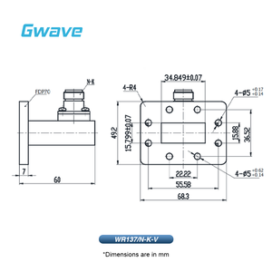WR-137 đến N nữ ống dẫn sóng góc phải để dỗ dành Bộ điều hợp với mặt bích fdp70 5.38-8.17Ghz - Product Image 3