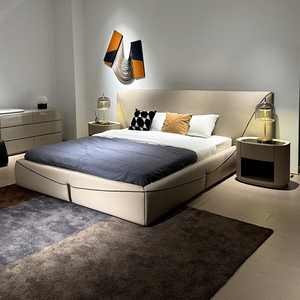 Lit KMJ en cuir givré de luxe italien, grand format, 1,8 m, pour chambre principale, mobilier haut de gamme pour villa - Product Image 3