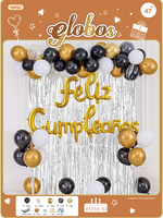 Ballons noirs, kits de guirlandes 80 pièces 5 10 18 pouces Ballons en latex de différentes tailles pour anniversaire espagnol