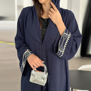 Yibaoli Fabricante Nova Moda 2024 Frente Islâmica Aberta Abaya Kimono Estilo Árabe Dubai Senhoras Glitter Casacos Longo - Product Image 3