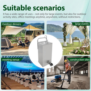 Fregaderos Modernos de Pedestal para Exteriores de Acero Inoxidable Pulido con un Solo Orificio, Operados por Pedal, Estación de Lavado Móvil para Remolques con Capacidad de 2x20L - Product Image 6