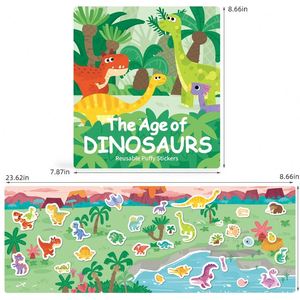 30+ Autocollants en papier gonflés réutilisables et <span class=keywords><strong>repositionnables</strong></span> pour enfants, sans écran, sur le thème des dinosaures, de l'océan et divers thèmes de dessins animés - Product Image 6