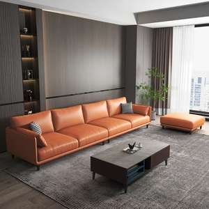 Set di Divani Contemporanei in Pelle, Moderni per Soggiorno, Arredamento Casa Puro - Product Image 1