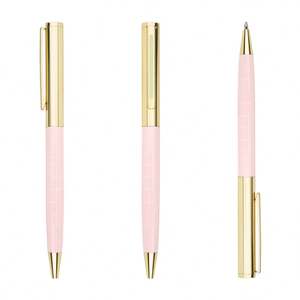 Nouveauté : Stylos à bille en aluminium métallique violet, stylos à bille promotionnels en or rose, stylos de luxe publicitaires en or avec logo imprimé - Product Image 3