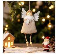Ornements de Noël en peluche, ange avec ailes scintillantes, cœur, poupée suspendue, décoration pour arbre de Noël, décoration de la maison pour les fêtes