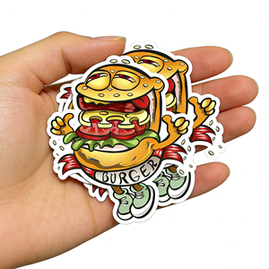 Adesivo in Vinile Impermeabile Personalizzato con Logo di Cibo Divertente per Scatole di Hamburger e Pizza, Adatto per Decorazioni Commerciali e Personali - Product Image 4