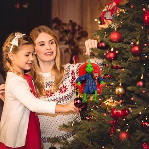 Adornos Navideños Acrílicos Verdes Divertidos SuperZ N1101 al por Mayor, Adornos Colgantes del Grinch para Árbol de Navidad y Fiestas - Product Image 2