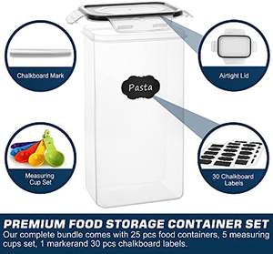 24 contenants de stockage alimentaire en plastique sans BPA, hermétiques, pour garder les aliments secs, les haricots, les nouilles, les céréales, le sucre - Product Image 3