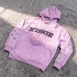 Nouvelle Arrivée 2026 – Sweat à Capuche Streetwear Personnalisé, Design Original Brodé, Coupe Oversize à Épaules Tombantes, Court, avec Strass pour Homme - Product Image 1