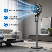 Ventilateur de circulation d'air 40W, 8 vitesses, vent puissant, oscillant, sur pied, télécommande, écran LED pour la maison