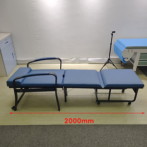 Fauteuil pliant de soins médicaux Ke Ming, chaise de compagnie pour lit d'hôpital avec roulettes, bleu roi KM-PH106 - Product Image 3