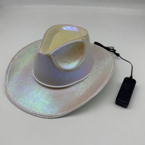 Özel Logolu LED Neon Işıklı Pullu Kovboy/Kovgirl Şapkası, Parti ve Düğünler İçin Yanıp Sönen Işıklarla - Product Image 6