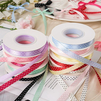 Ruban en satin à pois, ruban en polyester à pois, ruban à pois pour la décoration de bouquets faits main, matériaux DIY